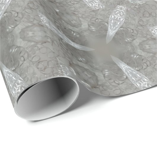 Antiek Zilvergrijs Decoratief Kaleidoscopisch Cadeaupapier (Rol Hoek)