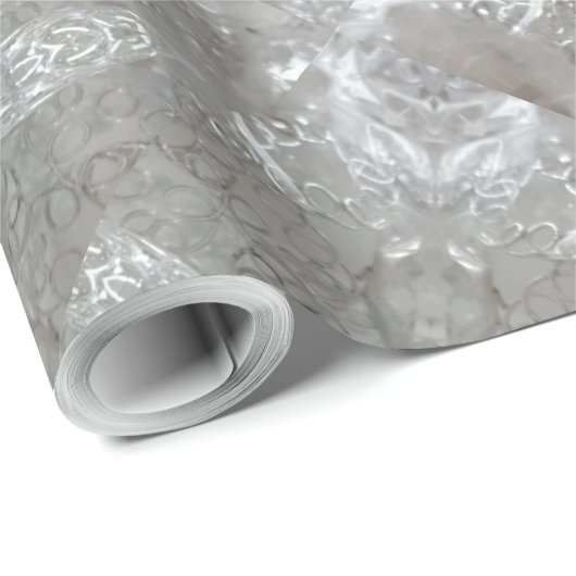 Antiek Zilvergrijs Decoratief Kaleidoscopisch Cadeaupapier (Rol Hoek)