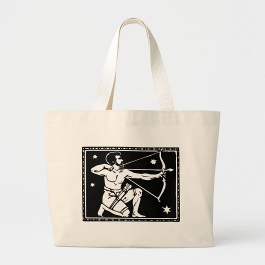 Antiek Zodiac Astrologie Boogschutter Totebag Grote Tote Bag (Voorkant)