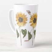 Antiek Zonnebloem Caterpillar Vlindertekening Latte Mok (Linkerhoek)