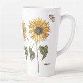 Antiek Zonnebloem Caterpillar Vlindertekening Latte Mok (Rechts)