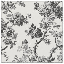 Antiek zwart bloemmotief toile