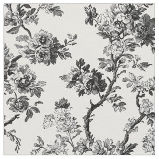 Antiek zwart bloemmotief toile stof