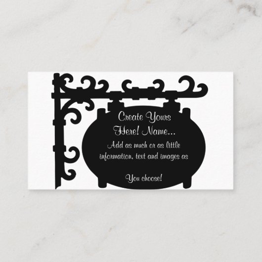 Antiek Zwart Scroll Sign Gemakkelijke Visitekaartj Visitekaartje (Achterkant)