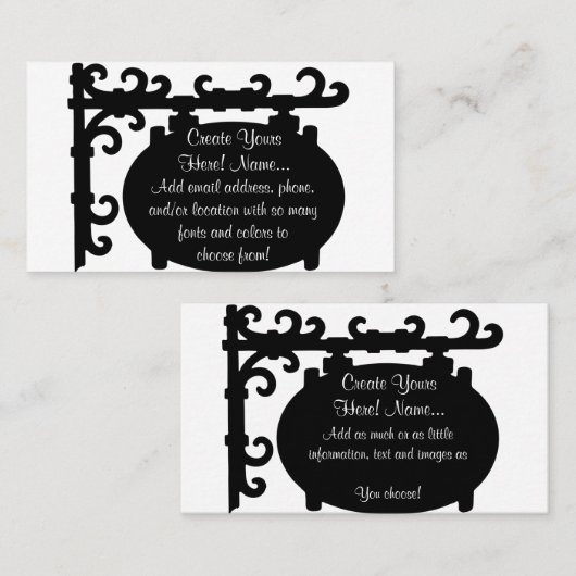 Antiek Zwart Scroll Sign Gemakkelijke Visitekaartj Visitekaartje (Voorkant / Achterkant)