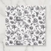 Antiek Zwart & Wit Bloemen Toile Bruiloft Bedankjes Labels (Achterkant)