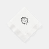Antiek Zwart & Wit Crest Monogram Bruiloft Servet (Hoek)