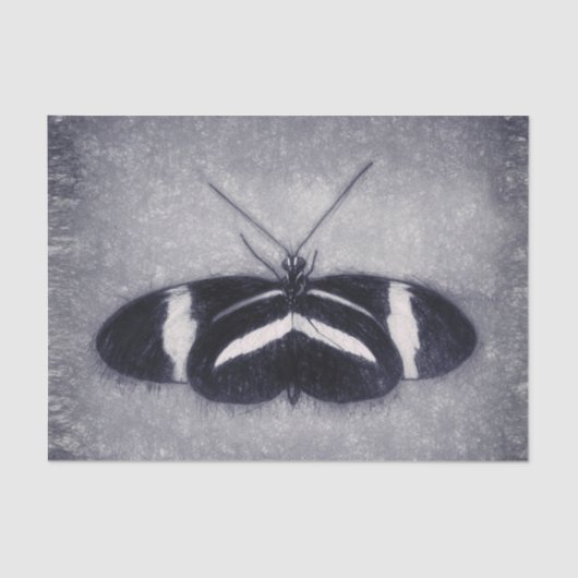 Antiek zwart-wit ontkleurd vlinder Tissuepapier (Voorkant)