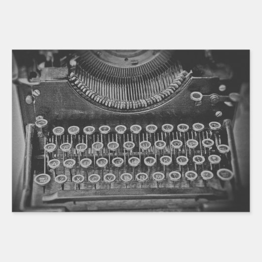 Antiek zwart-wit schrijfmachine Inpakpapier Vel (Voorkant)