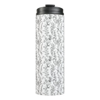 Antiek zwart-wit toile bloempatroon vintage thermosbeker