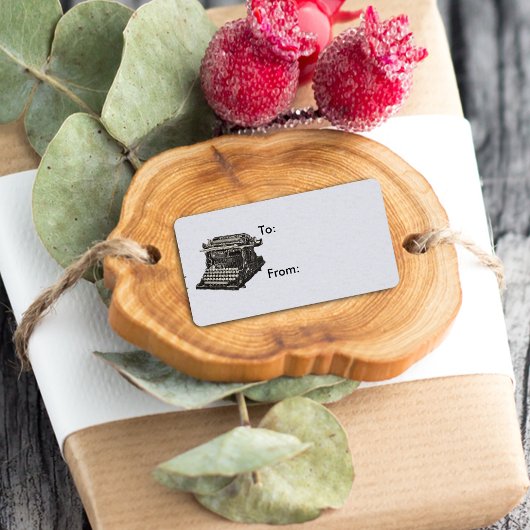 Antiek zwarte oude fashioned typemachine Etiket