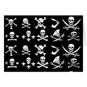 ANTIEK ZWARTE PIRATE BANNERS EN BEHANDELINGSKAARTE