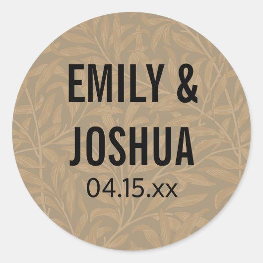 Antieke 1844 Victoriaanse Huwelijks bruiloft Kunst Ronde Sticker (Voorkant)