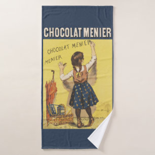 Antieke 1892 Chocolat Menier Franse Meisjes Kunst Bad Handdoek