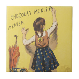 Antieke 1892 Chocolat Menier Franse Meisjes Kunst Tegeltje