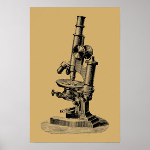 Antieke 1892 Microscoop "Steampunk" Kunst Poster