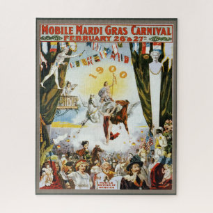 Antieke 1900 Mobile Mardi Gras Carnaval Poster Kun Legpuzzel