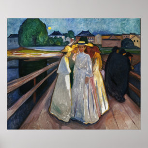 Antieke 1903 Munch Meisjes op brug Poster Print