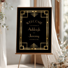 Antieke 1920 Deco Gouden Lijst Zwarte Trouw Poster
