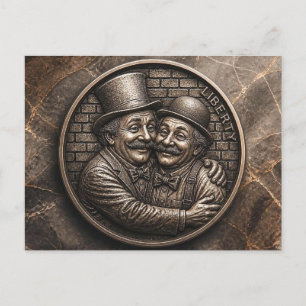 Antieke 1937 Hobo Nickel Clowns Kunst Briefkaart