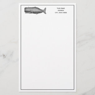 Antieke 19e-eeuwse walvistekening briefpapier