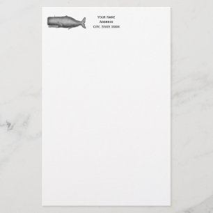 Antieke 19e-eeuwse walvistekening briefpapier
