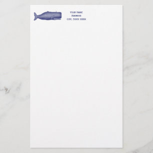 Antieke 19e-eeuwse walvistekening N Briefpapier