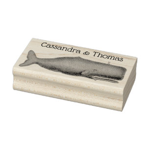 Antieke 19e-eeuwse walvistekening N Rubberstempel