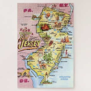 Antieke 20x30 New Jersy kaart Legpuzzel