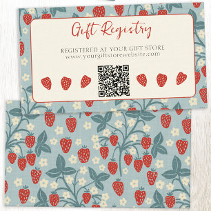 Antieke Aardbeien Bruiloftsfeest QR Cadeau Registr Informatiekaartje