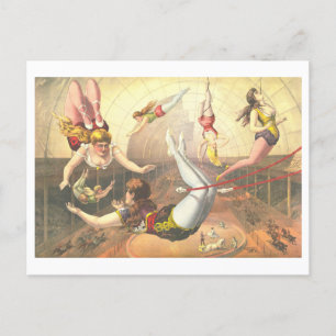 Antieke Acrobaten Circus Reclame Litho Briefkaart
