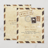 Antieke Airmail Kaart Save the Date (Voorkant / Achterkant)