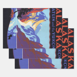 Antieke Alaskaanse reisposter, Atlin en de Yukon Inpakpapier Vel