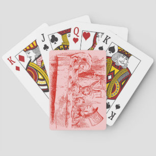Antieke Alice in Wonderland-theepartij Pokerkaarten