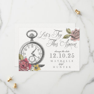Antieke Alice In Wonderland zakhorloge & Bloemen Save The Date