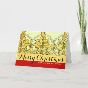 Antieke Alphonse Mucha Art Nouveau lelie patroon Feestdagen Kaart