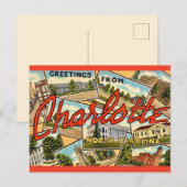 Antieke ansichtkaart uit Charlotte NC Briefkaart (Voorkant / Achterkant)