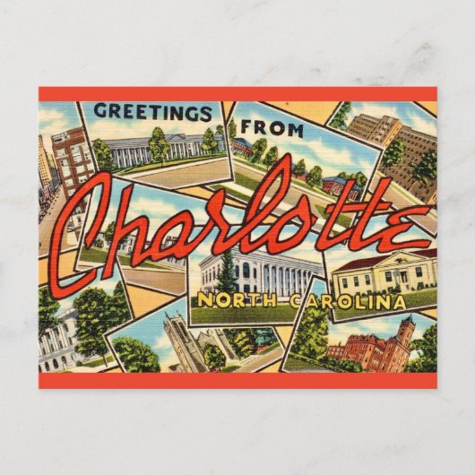 Antieke ansichtkaart uit Charlotte NC Briefkaart (Voorkant)