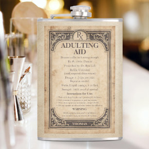 Antieke Apothekersfles Funny Adulting Hulp Rx Heupfles
