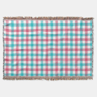 Antieke aqua en roze geruite patroon deken