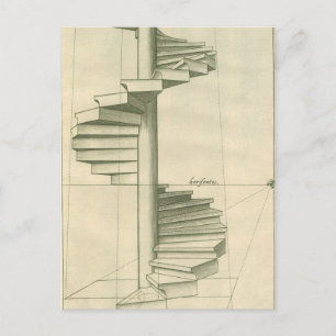 Antieke architecturale trap, wenteltrap briefkaart