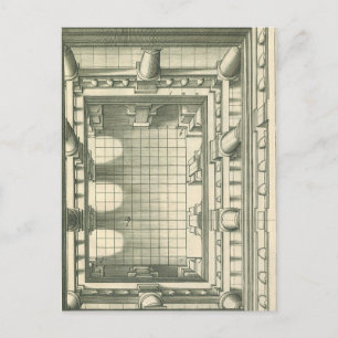 Antieke Architectuur, Atrium Binnenplaats Perspect Briefkaart