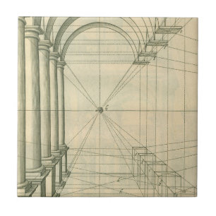 Antieke architectuur, bogen zuilen perspectief tegeltje