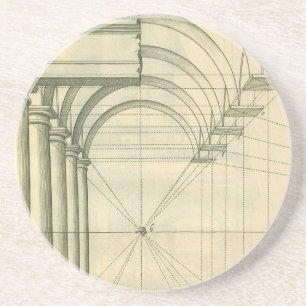 Antieke architectuur, bogen zuilen perspectief zandsteen onderzetter