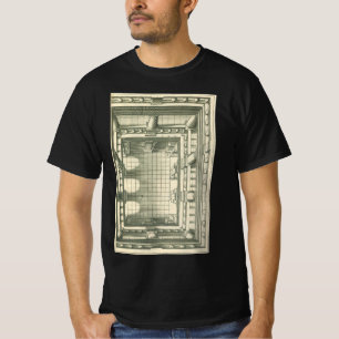 Antieke architectuur, perspectief op atrium binnen t-shirt