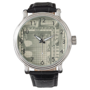 Antieke architectuur, perspectief van de atriumbin horloge