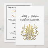 Antieke Art Deco Goud Plume Arabesk Kaart (Voorkant / Achterkant)