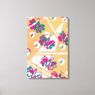 Antieke Art Deco Jazz Pochoir Tuin Vlinders Canvas Afdruk