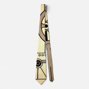 Antieke Art Deco Zakelijke Wiel en Machine Arbeide Stropdas