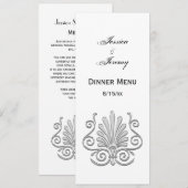 Antieke Art Deco Zilveren Pluim Arabesk Kaart (Voorkant / Achterkant)